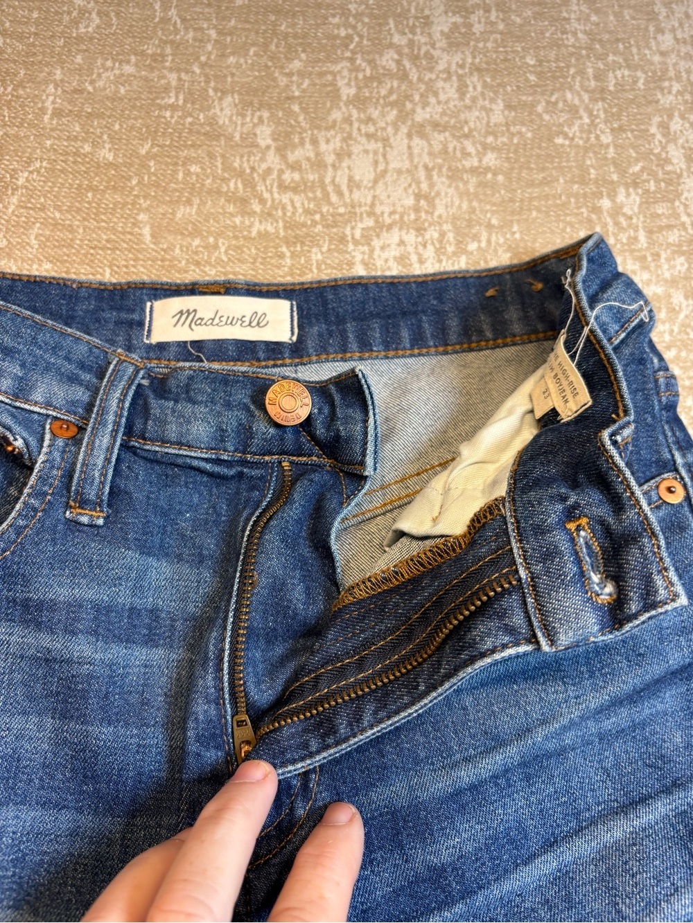 🏷️ Madewell The High-Rise Slim Boy-Jean Medium Wash Denim Size 23 - Picture 8 of 16